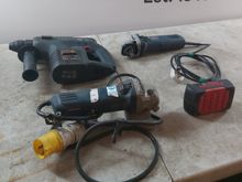 Image of Qty Bosch Hand Tools - 1x 24v Hammer Drill, 3x  Angle Grinder, 1x Battery