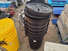Image of 6x 85L Black Waste Bins With Lids