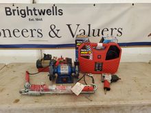 Image of Clarke Electric Hoist, Air Drill, Strong Boy Tow Bar,