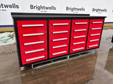 Image of 7ft 20 Drawer Red Steel Workbench