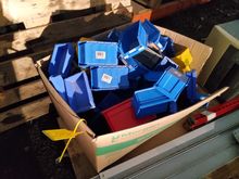 Image of Box Of Small Blue Storage Bins