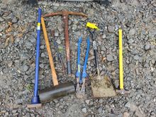 Image of 1x Punner, 1x Pavers Mallet, 1x Crowbar, 1x Pickaxe/Mattock,