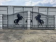 Image of 20ft Pair Of Metal Gates - Horse Design