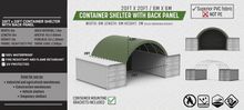 Image of C2020H - Green 20ft x 20ft Container Shelter with PVC Fabric, Back Panel & Fixings