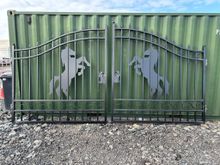 Image of 14ft Pair Of Metal Gates - Horse Design