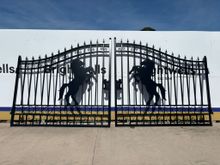 Image of 16ft Pair Of Metal Gates - Horse Design
