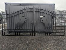 Image of 16ft Pair Of Metal Gates - Horse Design