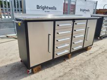 Image of 7FT Stainless Tool Cabinet With 10 Drawers, 2 Cabinets, Non-Slip Mat, Lock, Wheels & Side Handle