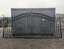 Image of 16ft Pair Of Metal Gates - Cow Design