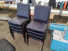 Image of 10x Office/Canteen Blue Leather Chairs