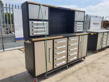 Image of 7FT Stainless Tool Cabinet Tall With 18 Drawers, 2 Cabinets, Non-Slip Mat, Lock, Wheels & Side Handle