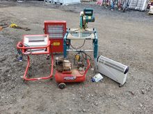 Image of 1x Makita Chop Saw, 3x 240V Electric Heaters, 1x Sealey 24L Compressor