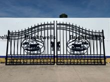 Image of 16ft Pair Of Metal Gates - Cow Design