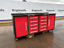 Image of 7ft 10 Drawer 2 Cabinet Red Steel Workbench