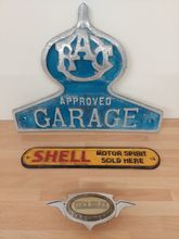 Image of 2 x garage signs & Wolseley illuminated boot badge