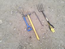 Image of Spade, Sledge Hammer, Garden Fork & Crow Bar
