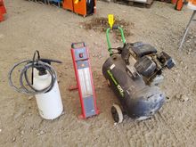 Image of Sealey 100L Air Power Compressor, Elite Heat 1500 Upright 110VHeater, Husqvarna Dust Suppression Tank