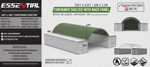 Image of C2040H - Green 20ft x 40ft Container Shelter with PVC Fabric, Back Panel & Fixings
