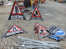 Image of Blue Direction Portable Sign & Single File Traffic Portable Sign