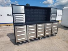 Image of 10ft 30 Drawer 2 Cabinet Tall Style Stainless Steel Workbench