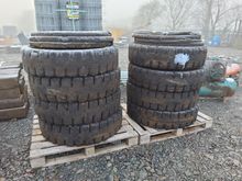 Image of 2x Sets of Solid Wheels & Tyres off Case Excavator