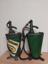 Image of Automobilia Two vintage motor oil/fuel dispensers